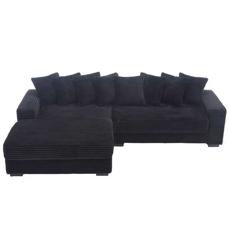 Sofa 111-in Casual Black 2 -seater Left Reclining Sectional - 8' x 10'