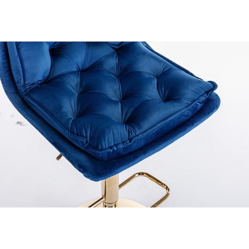 Ostweer Furniture Set of 2 Velvet Simple Bar Stoo - Blue