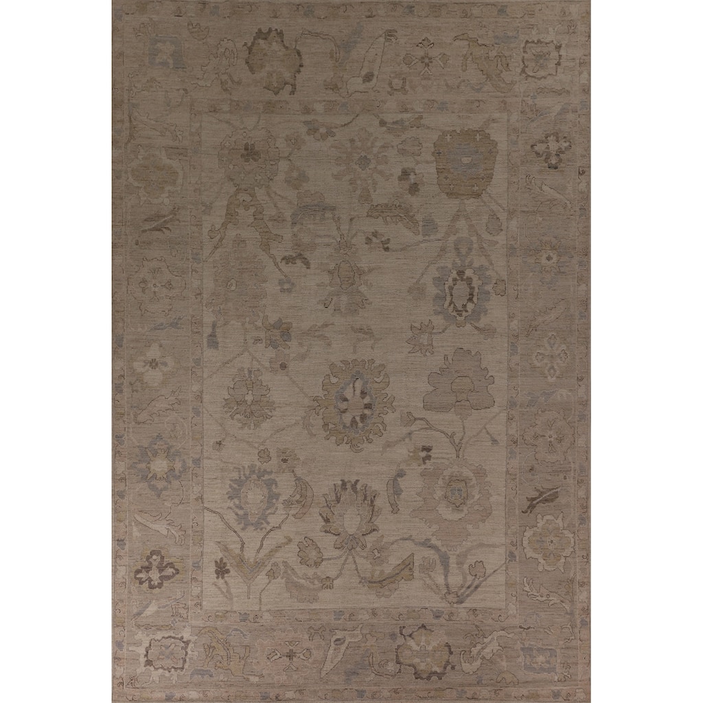 Vegetable Dye Oushak Turkish Rug Handmade Transitional Wool Carpet - 9'0" x 12'7"