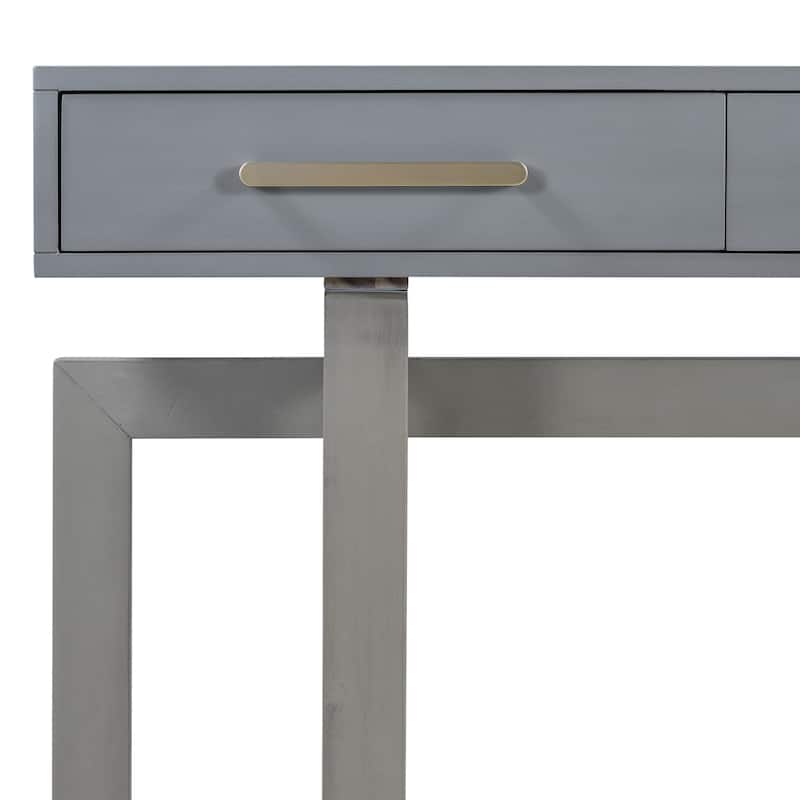 57" MDF Console Table with Three Drawers for Entryway, Hallway, Living Room