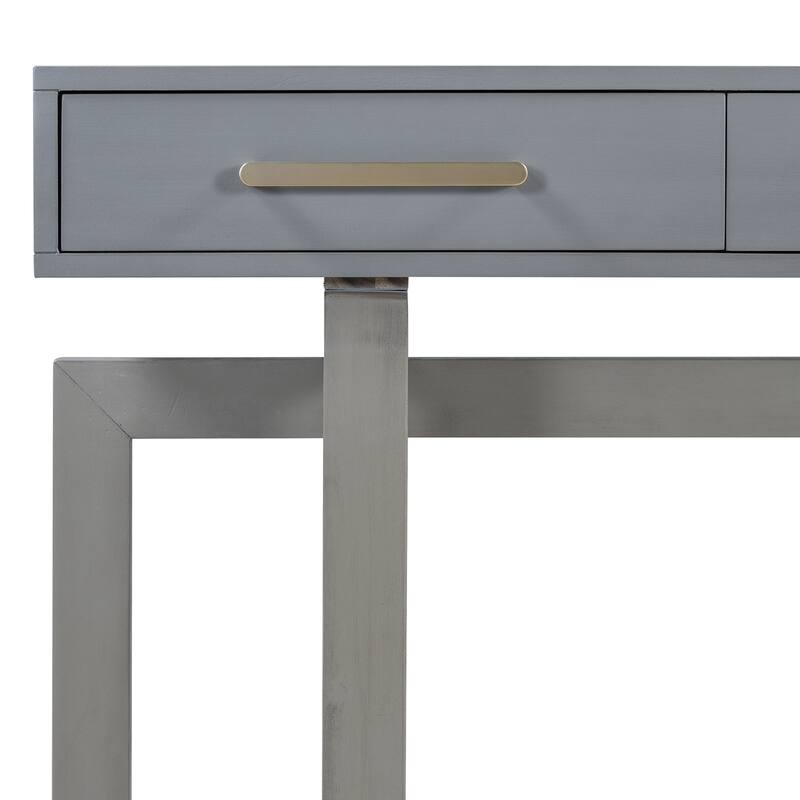Wooden Console Table Hallway Tables with 3 Drawers and Unique Table Legs, Long Entryway Table with Iron Handle for Hallway