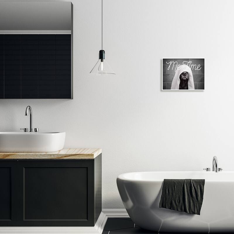 Stupell Me Time Pet Dog Bathroom Portrait Framed Giclee Texturized Art by Adobe Stock