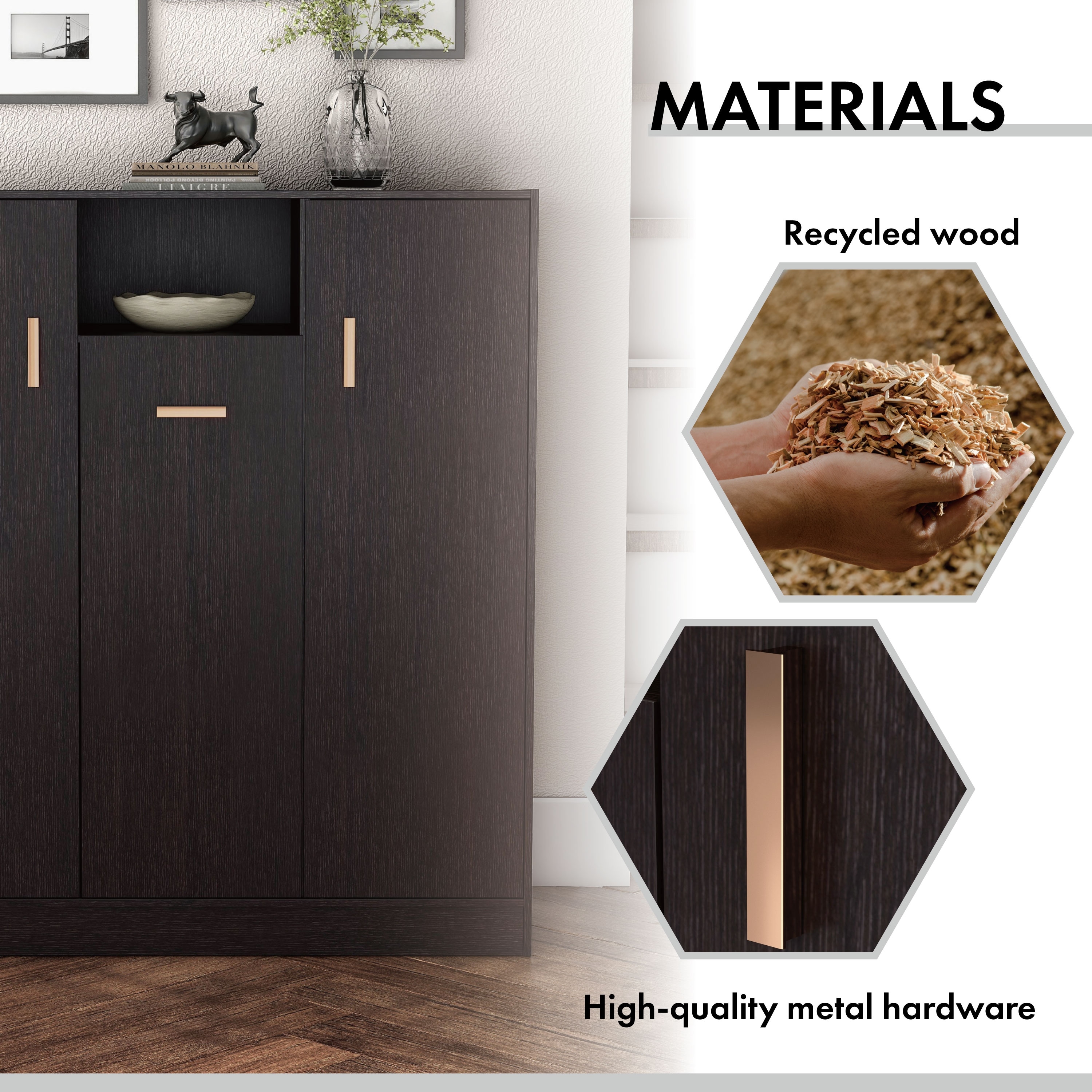 DH BASIC Modern 32 inch 20 Pair Shoe Cabinet with Adjustable Shelf and Metal Handle On Sale Bed Bath Beyond 39974545