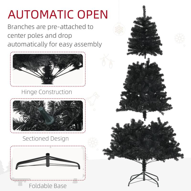 Full-Bodied 7.5ft/9ft Artificial Christmas Tree for Indoor Holiday Decorations, Wide Shape with Auto-Open Branches