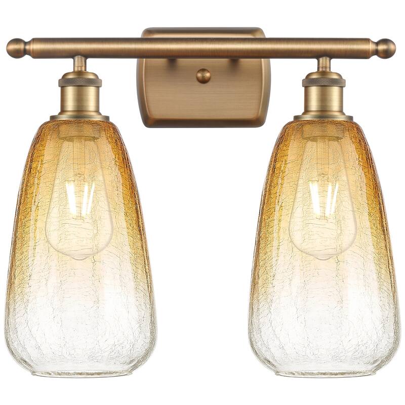 Innovations Lighting 516-2W-14-16 Brookhaven Almond Vanity Brookhaven - Brushed Brass / Amber