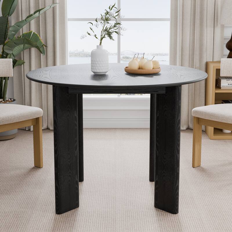 Solid Wood Farmhouse Dining Table Round Wood Top for Modern Dining Rooms & Family Gatherings