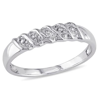 Miadora Sterling Silver Diamond Illusion Stackable Anniversary Wedding Band Ring