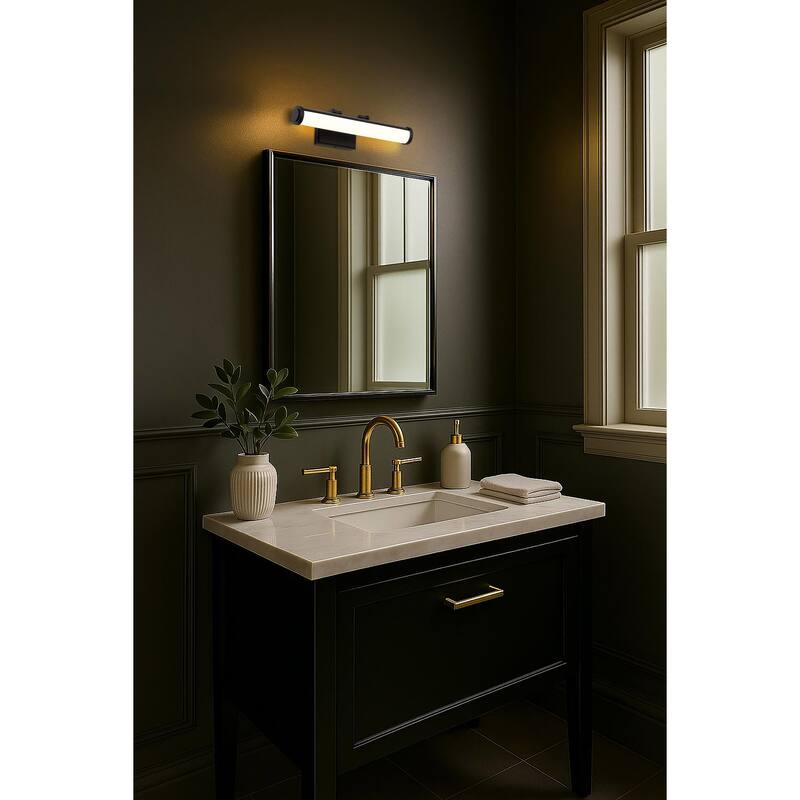 Cora 18 Inch LED Vanity 3 CCT Selectable Black Finish Acrylic Lens