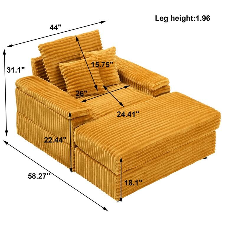 Corduroy Single Sofa+Ottoman, Cup Seats and No Cup Seats