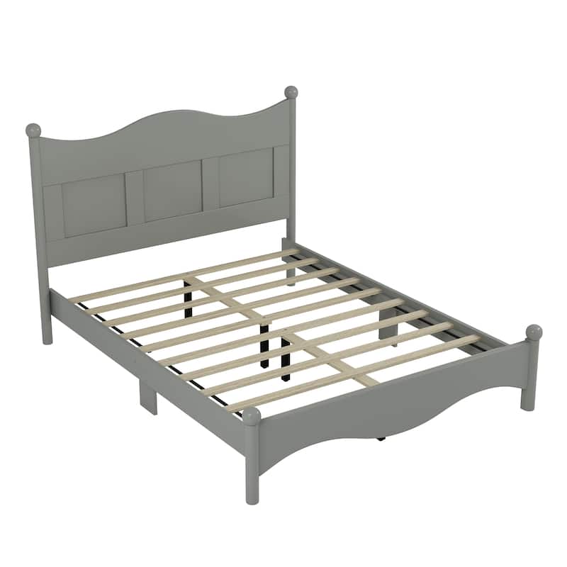 Queen Wood Platform Bed with Solid Rubber Wood Frame (700lb Capacity, No Box Spring)