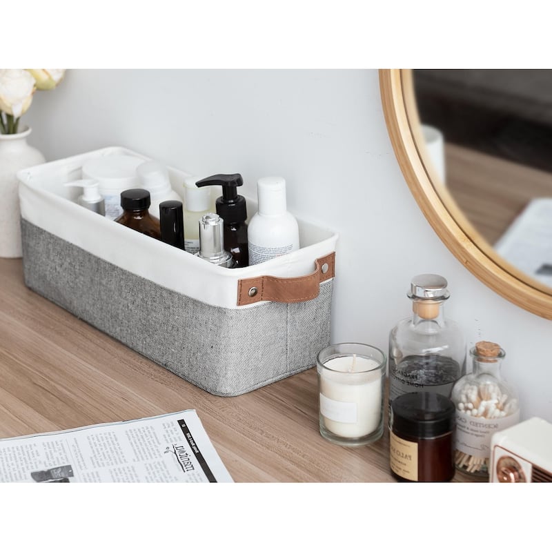 2-Pack Narrow Fabric Storage Bins, Small Basket for Closet and Shelves - 15"L x 6"W x 5"H