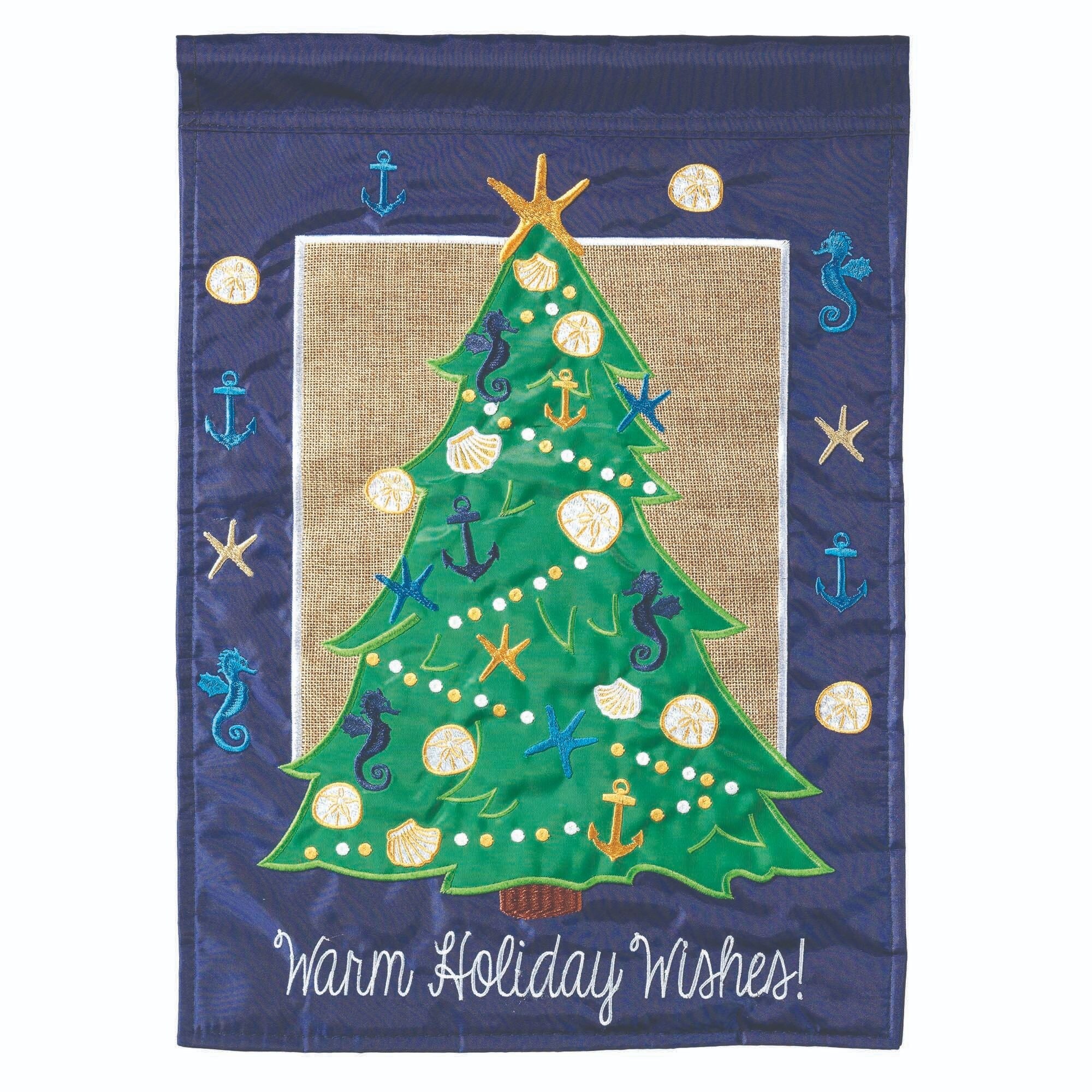 Shop Blue And Green Warm Holiday Wishes Printed Large Garden