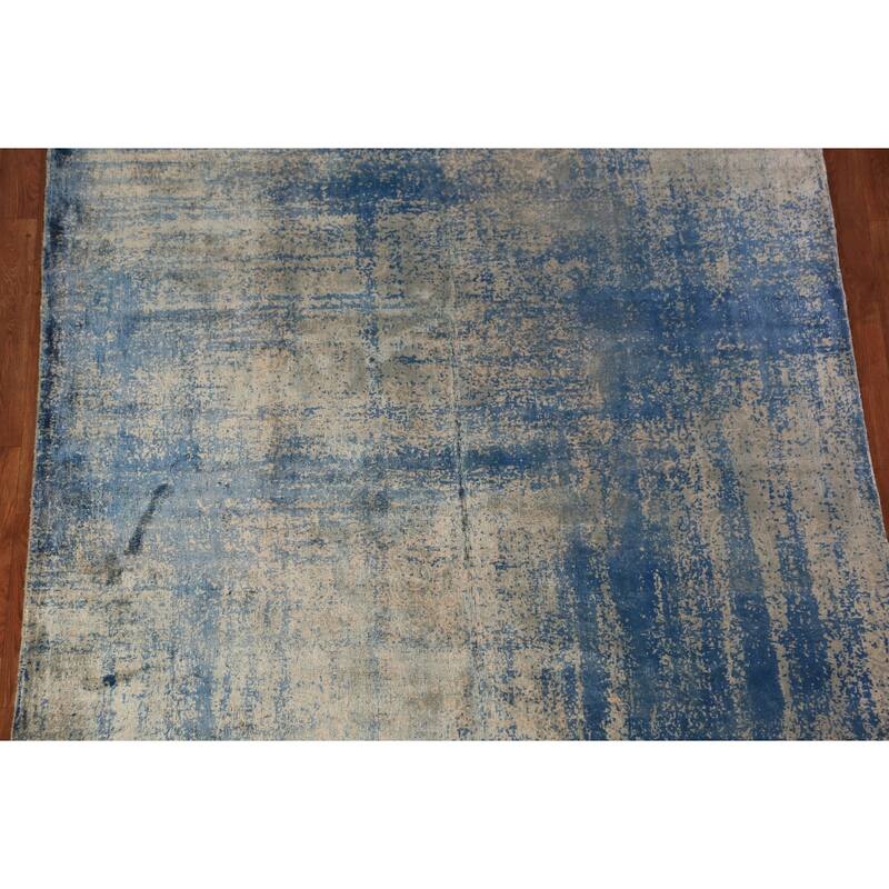 Contemporary Abstract Indian Rug Hand-Knotted Multi-Color Wool Carpet - 5'7"x 7'10"