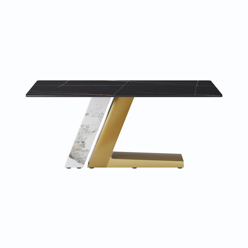 Rectangle Faux Marble Dining Table Sintered Ston Tabletop