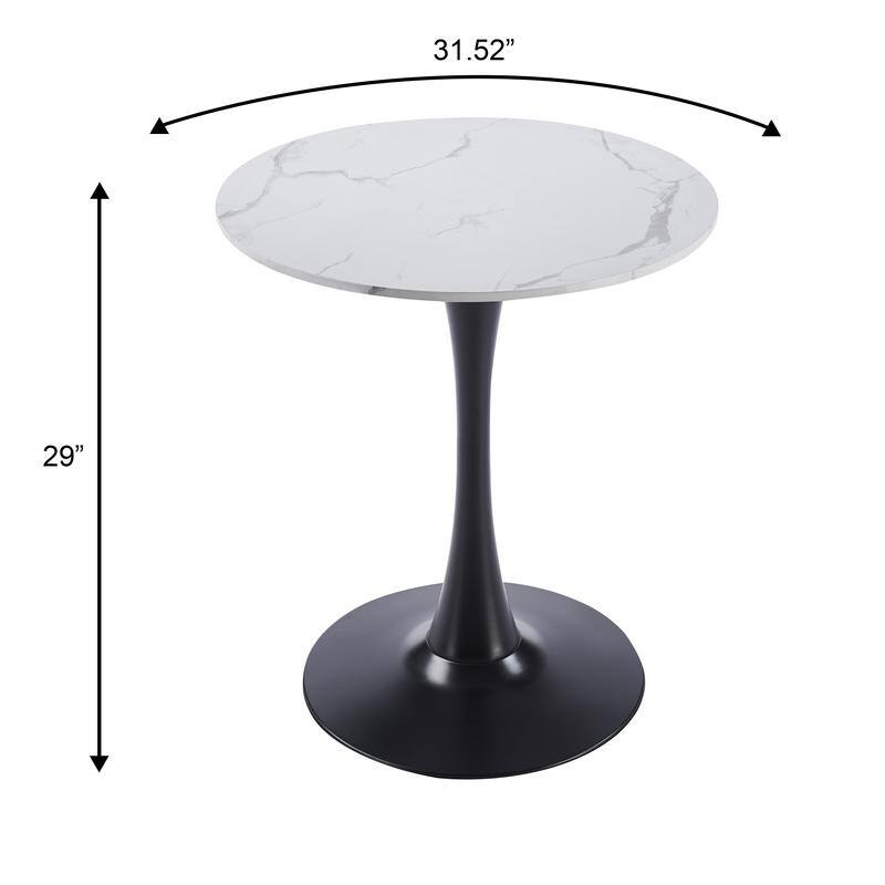 Bristol Modern Solid Wood Top Dining Table with Powder Coated Stainless Steel Pedestal Black Base for Home Kitchen or Restaurant