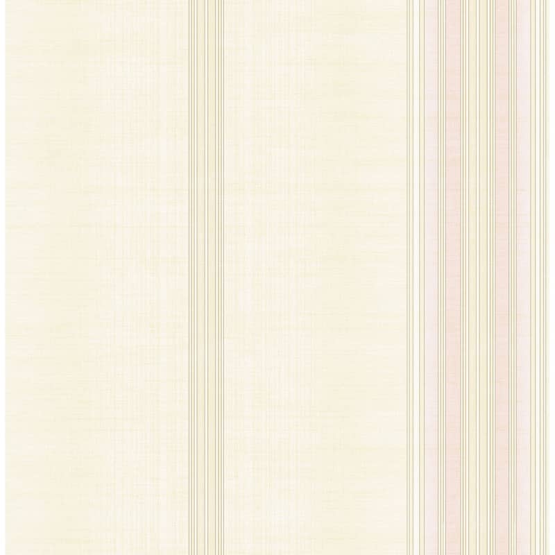 Seabrook Designs Vesper Stripe Unpasted Wallpaper - 20.5 in W x 33 ft. L - Metallic Tan & Blush