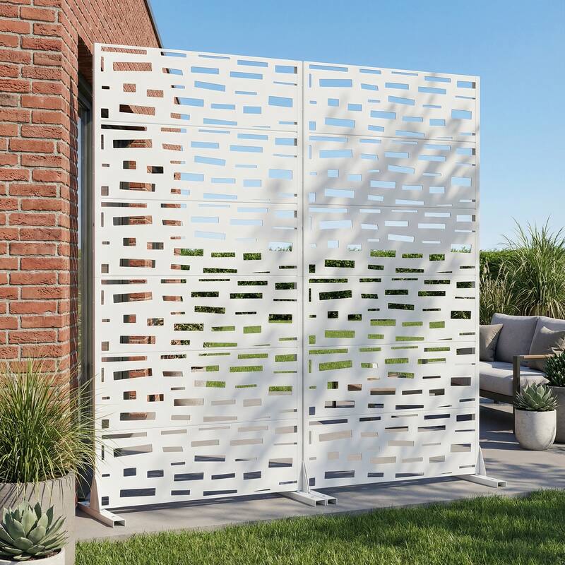 Outdoor Metal Privacy Screen Fence Panel Set of 2