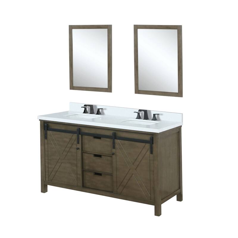 Marsyas Bath Vanity, Cultured Marble Countertop, Faucet Set and Mirrors
