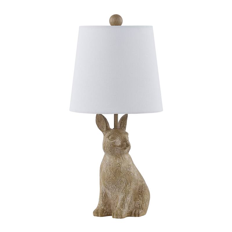 19"H Light Brown Resin Rabbit Table Lamp With Shade - 9" x 9" x 19"