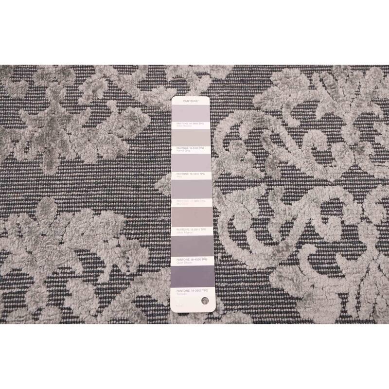 ECARPETGALLERY Hand Loomed Elysian Dark Grey Viscose, Wool Rug - 6'8 x 9'9