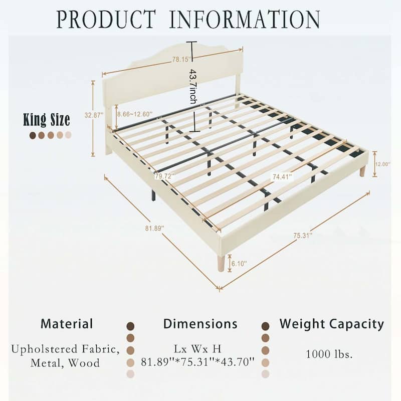 Modern Platform Bed with Adjustable Headboard