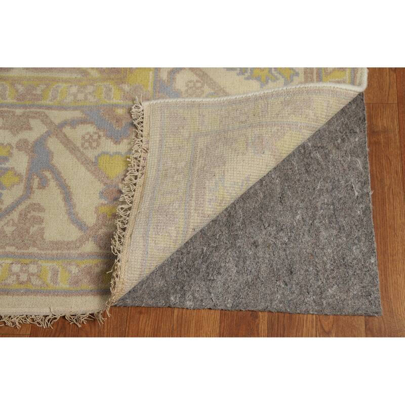 Earth Tone Oushak Indian Area Rug Handmade Bedroom Beige Wool Carpet - 8'1" x 9'9"