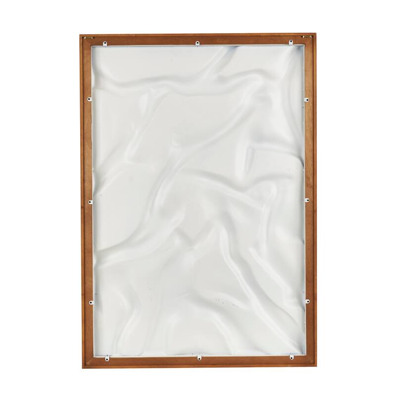 White Wood Abstract Dimensional Shaped Abstract Home Wall Decor with Brown Wooden Frame