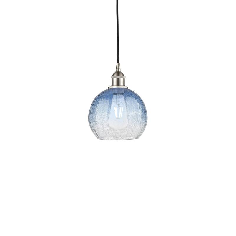 Innovations Lighting 616-1P-11-8 Brookhaven Globe Pendant Brookhaven - Brushed Satin Nickel / Sapphire Blue