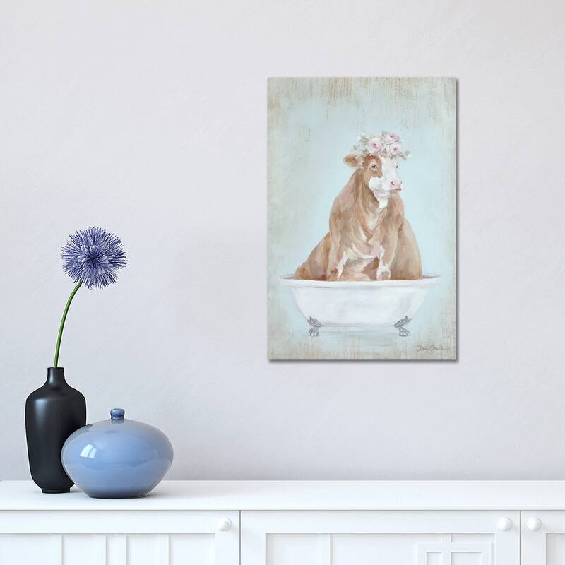 iCanvas "Cow In A Tub" by Debi Coules Canvas Print - 18x12x1.5
