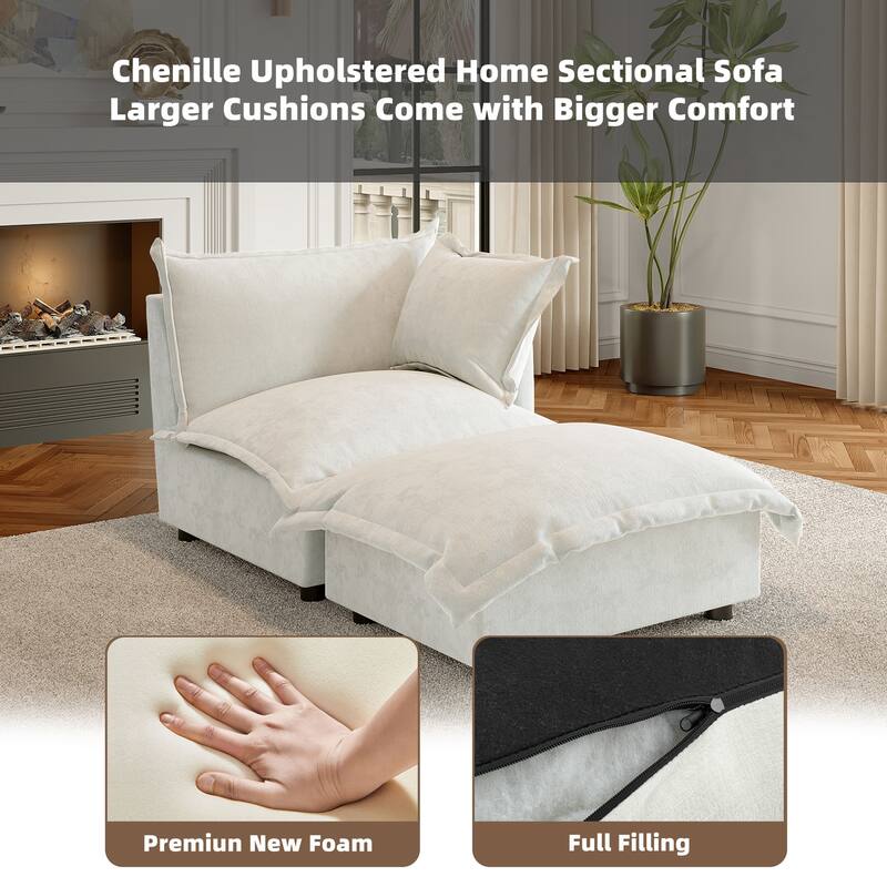 Modern Cloud Chaise Longue Accent Chair with Ottoman set