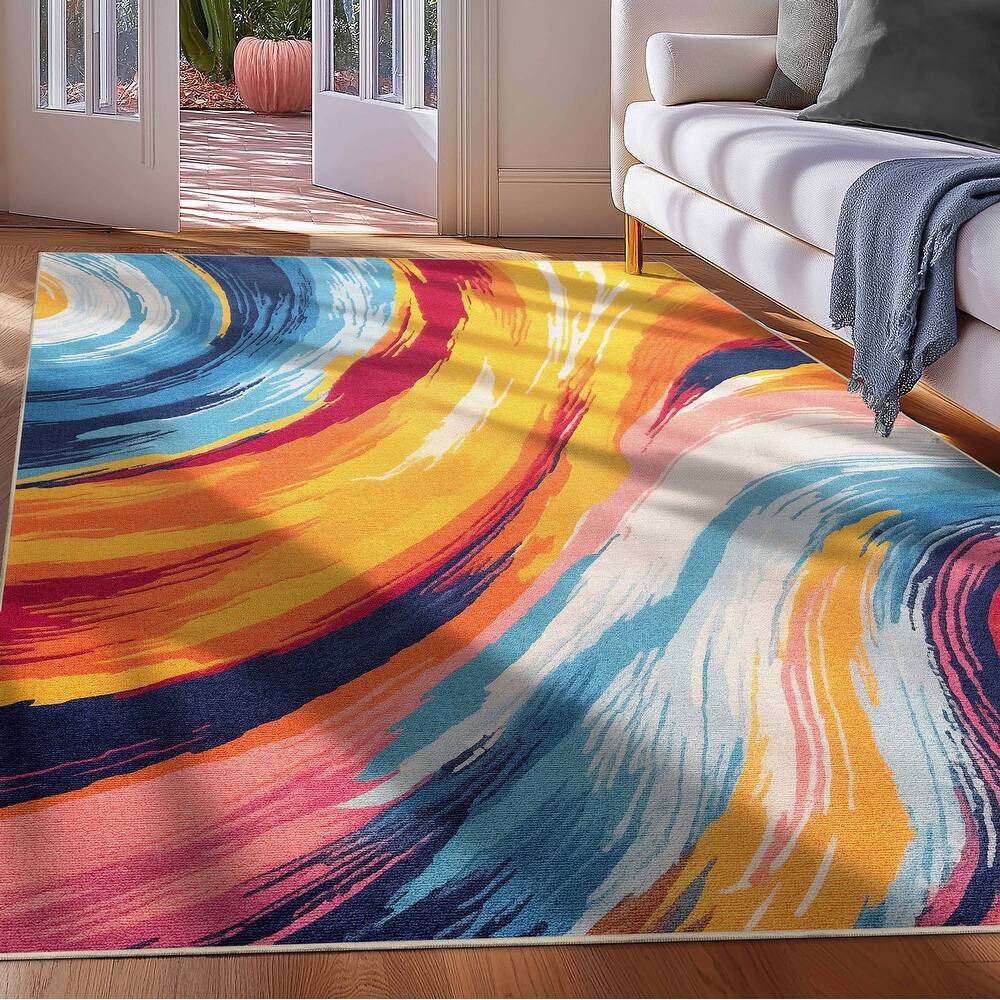 Well Woven Apollo Echoes Modern Abstract Bright Flat-Woven Area Rug