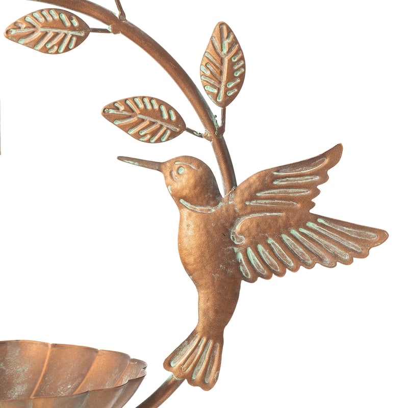 Glitzhome 25"H Faux Copper Patina Finish Hummingbird Birdfeeder