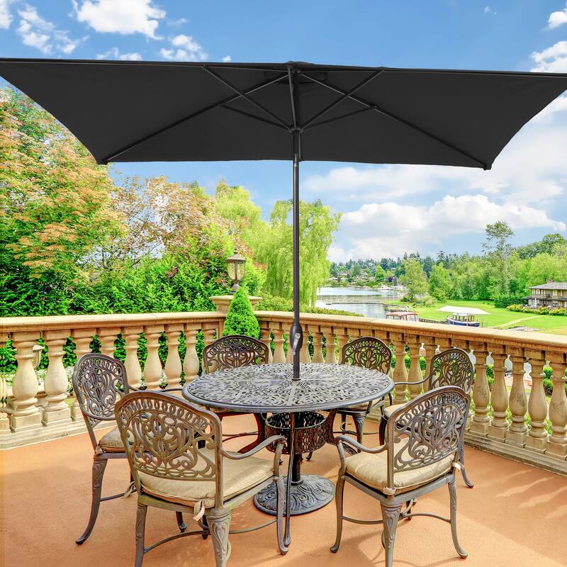 BONOSUKI Patio Rectangular Market Umbrella with Tilt and Crank - Black