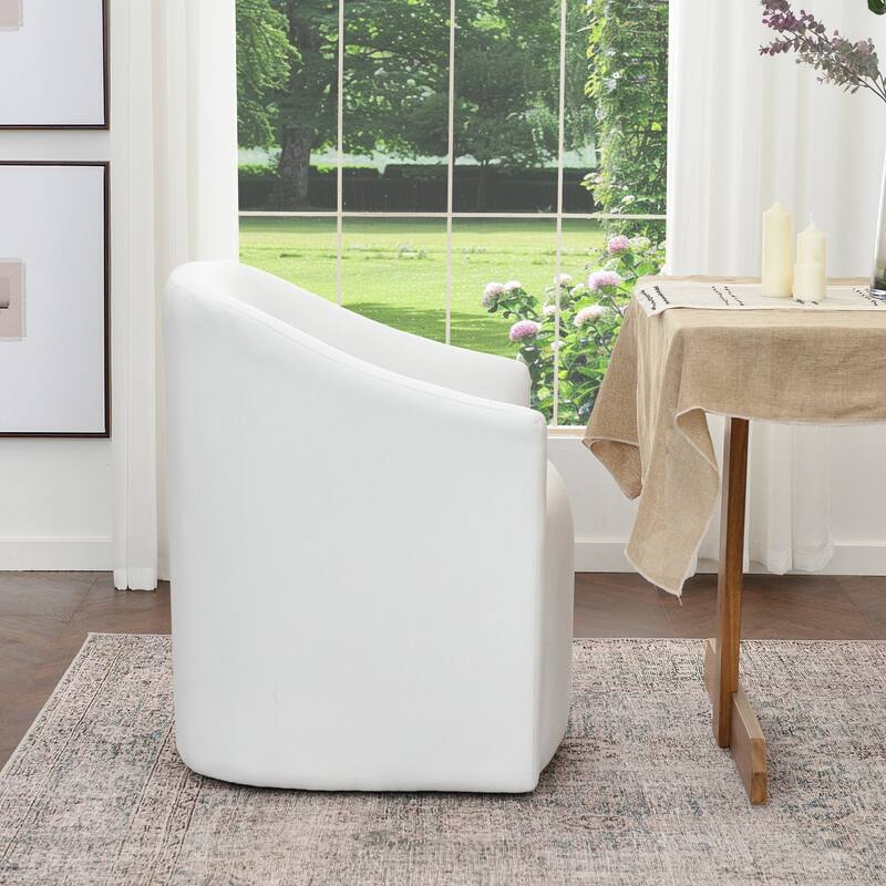 KINWELL 25" Performance Fabric Upholstered Rolling Dining Armchair