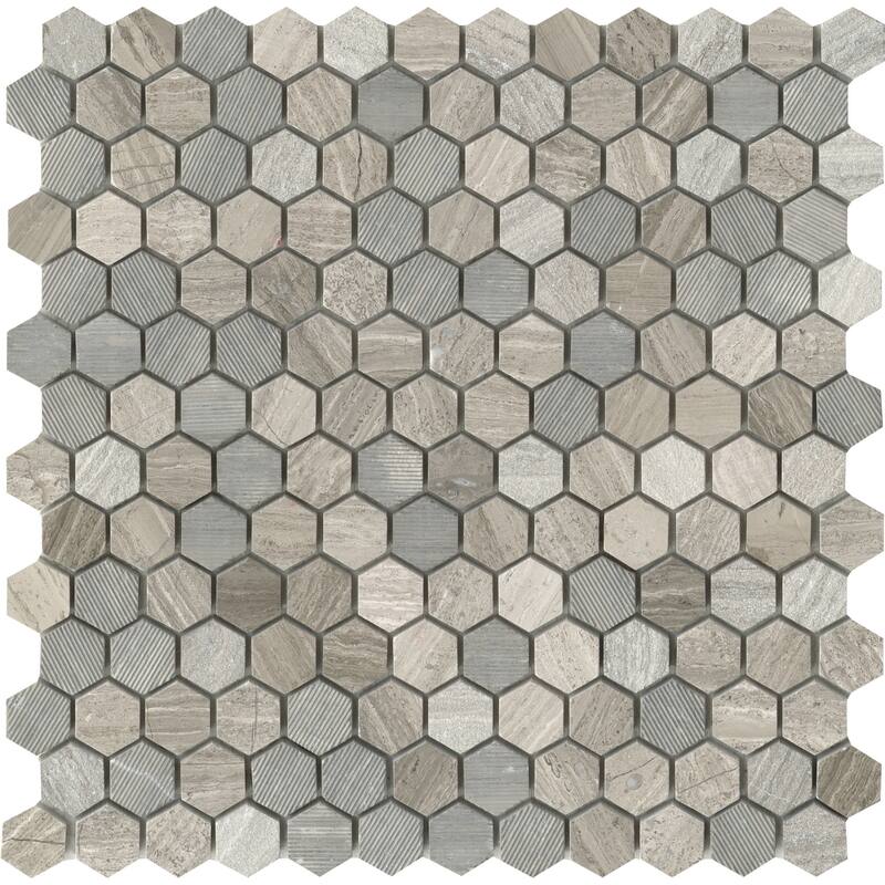 Emser Tile Marble - 12" x 12" Hexagon Geometric Mosaic Wall Tile -