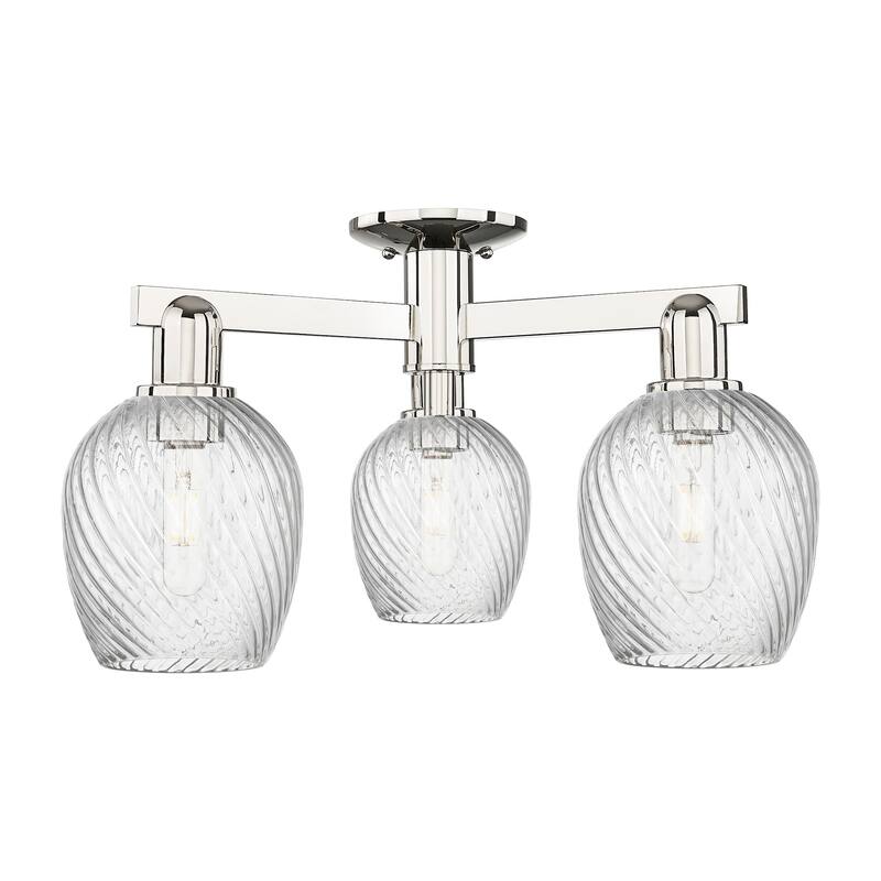 Innovations Lighting 716-3F-12-24 Salina Semi-Flush Salina 3 Light 24" - Polished Nickel / Clear Spiral Fluted