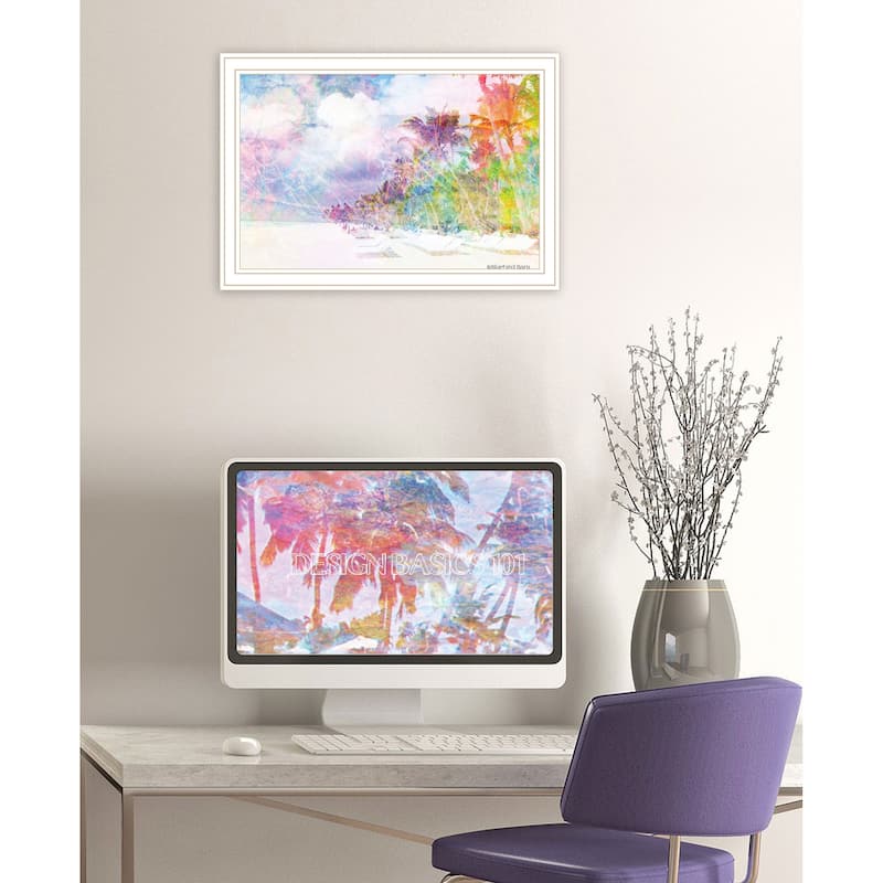 TrendyDecor4U Contemporary "Rainbow Colors on the Coast" Framed Print Wall Art