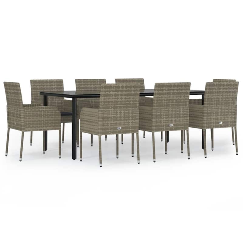 vidaXL 3/5/9/11 Piece Patio Dining Set with Cushions Poly Rattan