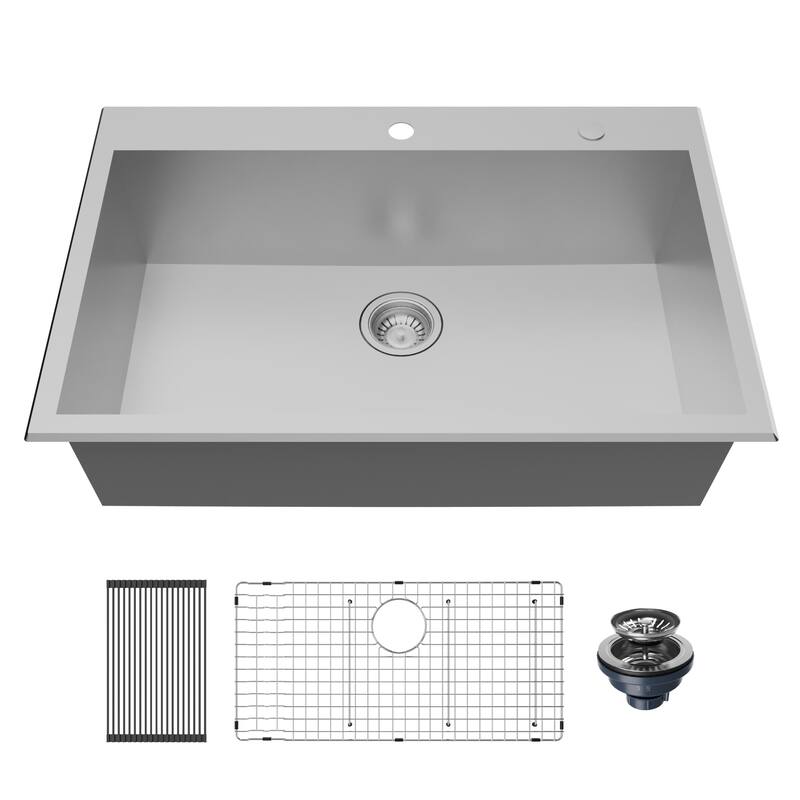 Karran USA TMSB3320-PK1 Fusion 33" Drop In Single Basin Stainless - Satin Brushed