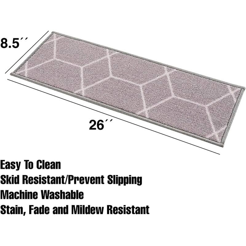 Stair Treads Hexagon Design Washable Non Slip Backing, 8.5''X26''