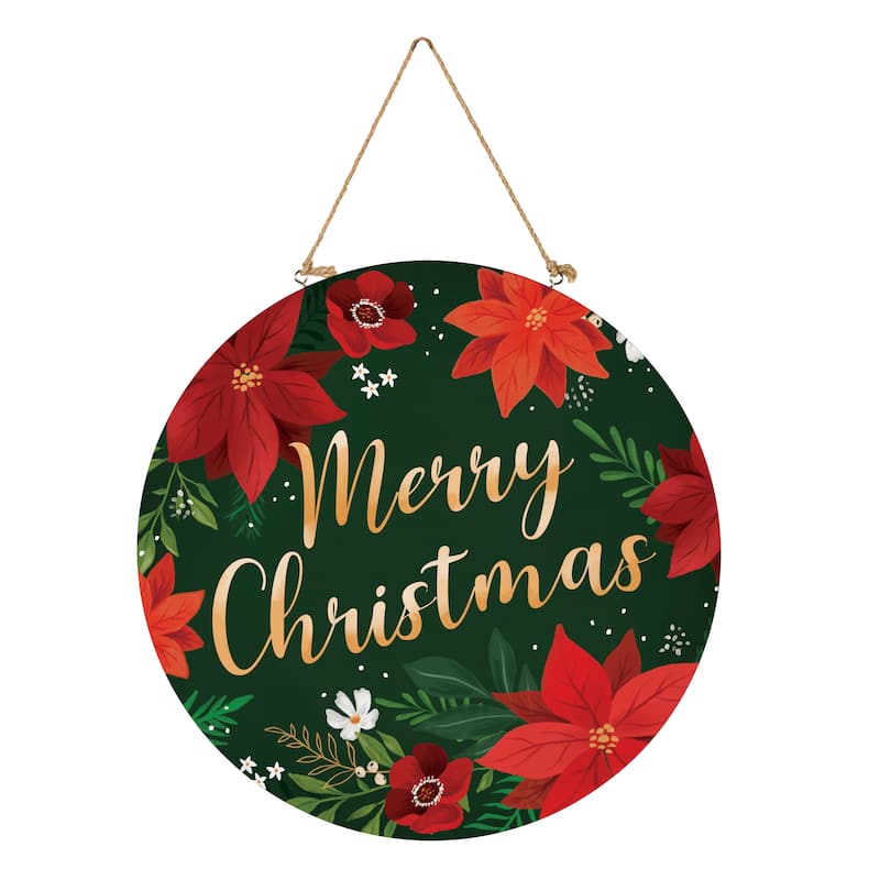 Holiday Wood Door Decor, "Merry Christmas" - 18" - Multicolor