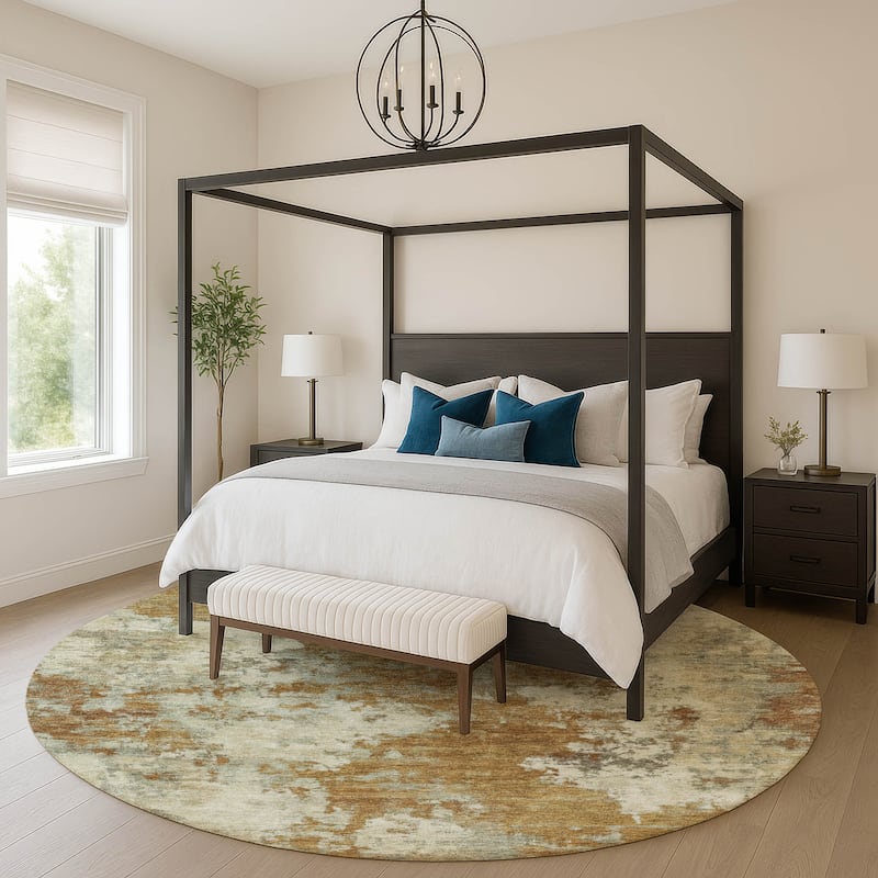 Premium Washable Super Soft Abstract Casual Mayfield Rug - Terracotta - 8' x 8'