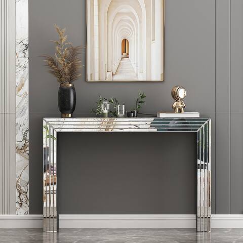 Mirrored Console Table, Silver Entryway Table