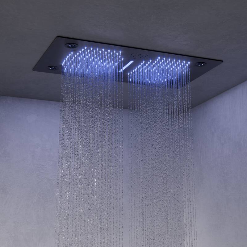 GRANDJOY LED Music Shower System 28"&6" Dual Shower Heads with 3 Body Jets