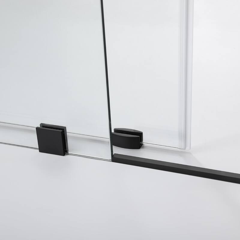 Villena 68" W x 78" H Single Sliding Shower Door,Matt Black - 68 inches
