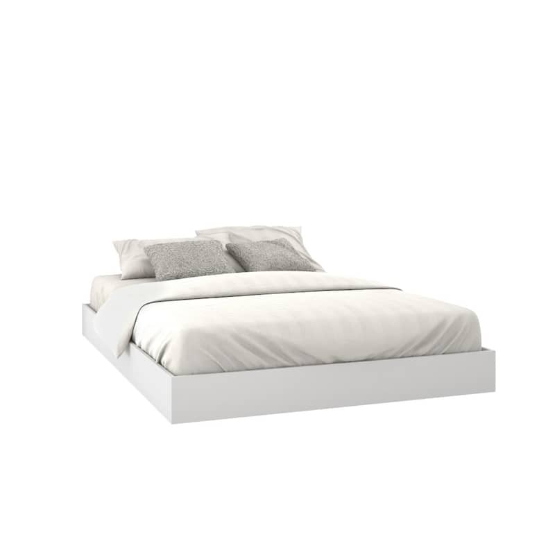 Pure Platform Bed with Headboard, Bark Grey and White