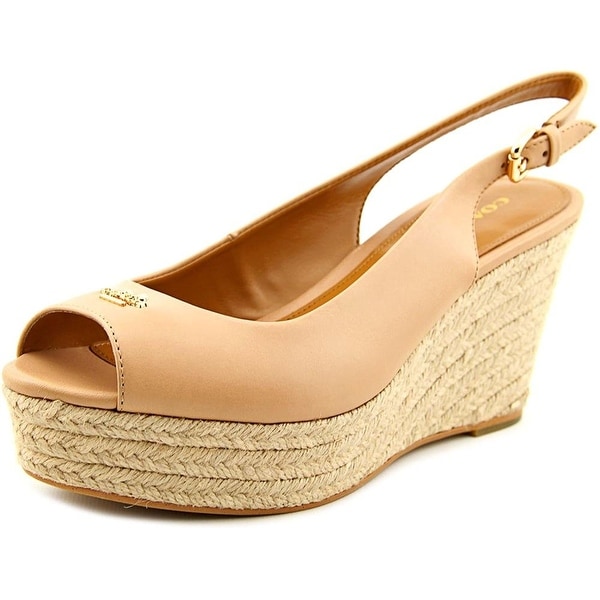 Coach Womens Ferry Semi Matte Calf Leather Peep Toe Casual Platform Sandals