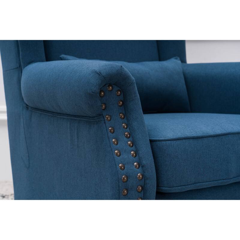 Upholstered Trim Wingback Armchair with Nailhead Trim