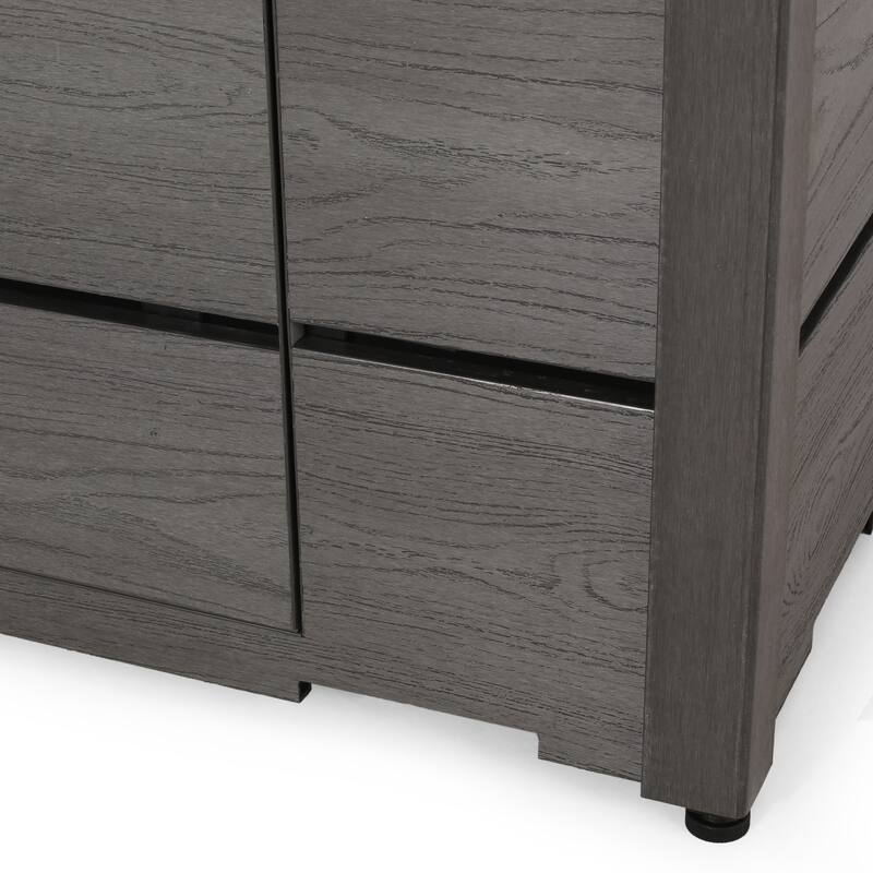 Roomfitters Outdoor Square Propane Fire Pit Table, 31'' WPC Base Gas Fireplace with 40,000 BTU Burner and Lava Rocks