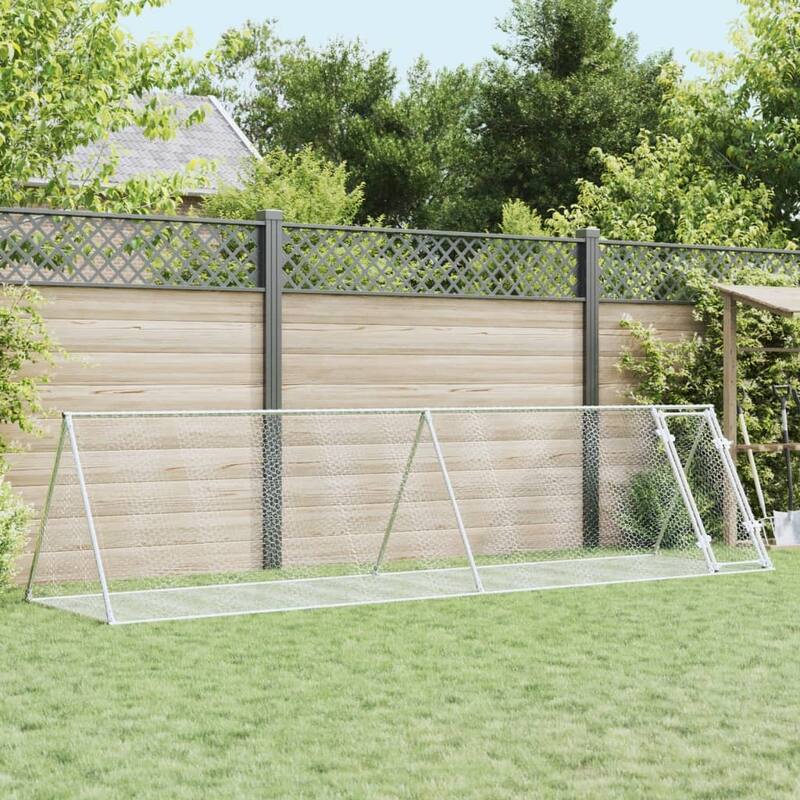 vidaXL Rabbit Hutch Animal Enclosure Bunny House Silver Galvanized Steel - 41.3" x 157.5" x 35.8"